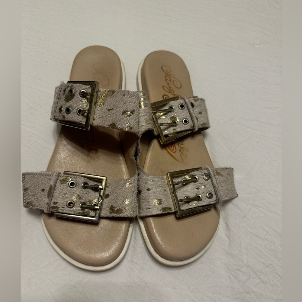 Naughty Monkey  Pony Hair  Buckle Slide Sandals